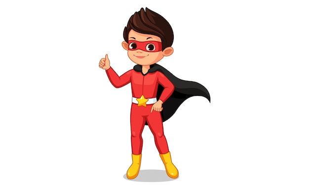 Little super hero kid showing thumb illustration