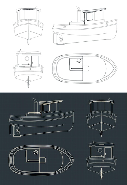 Vector little tug blueprints