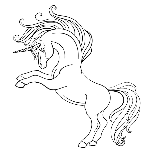 Little unicorn vector illustration coloring book page