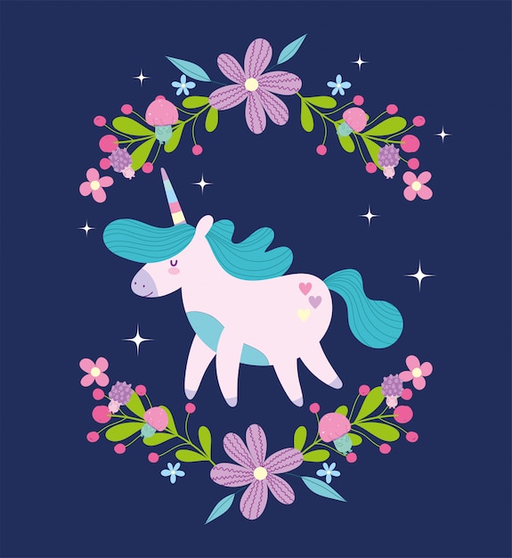 Little unicorn with flowers