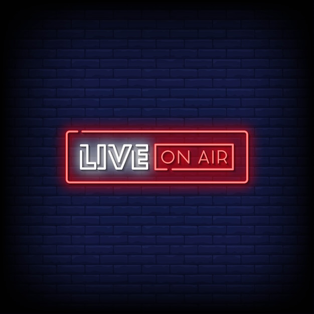 Live On Air Neon Signs Style Text