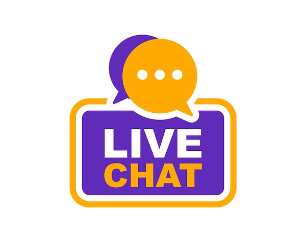 Vector live chat icon with speech bubble support service