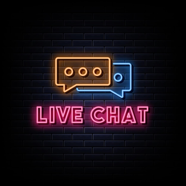 Vector live chat logo neon signs  