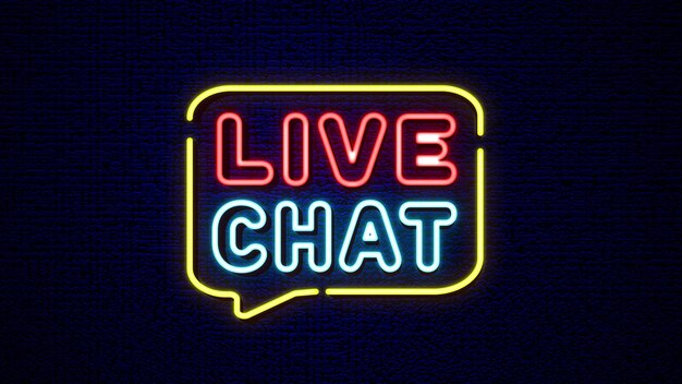 Vector live chat neon sign vector set template