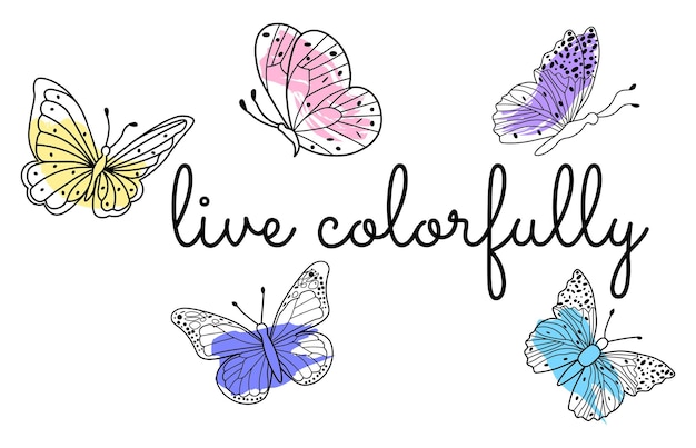 Live colorfully positive colorful quotes design