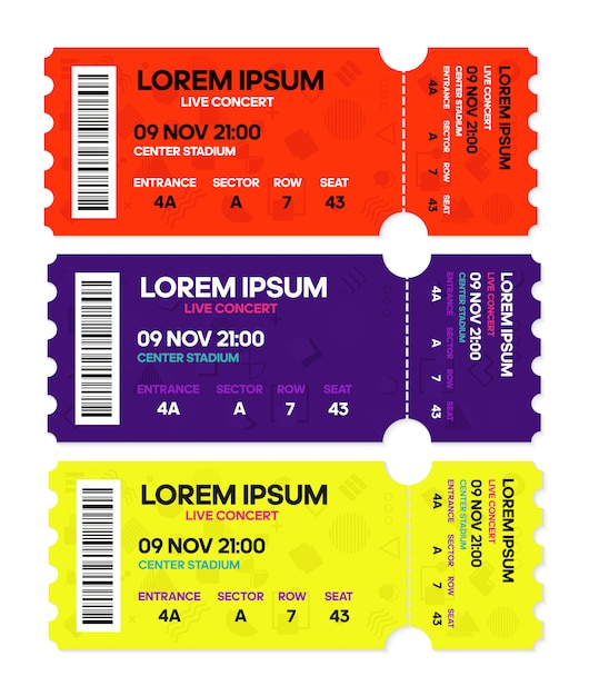 Live Concert music or Dance, tickets templates.