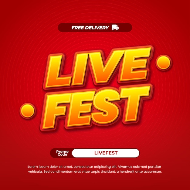 Live Fest Shopping day Sale discount deals with Red gradient simple banner vector