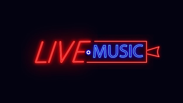 Live Music Lettering Neon Sign Style