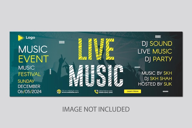 Live music party instagram poster and social media banner design template