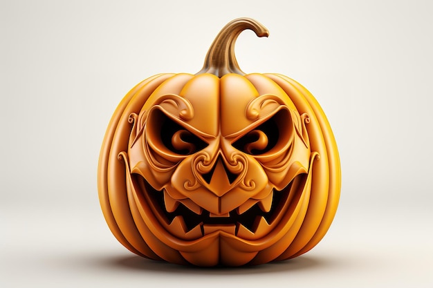 live scary Halloween pumpkin render on black background