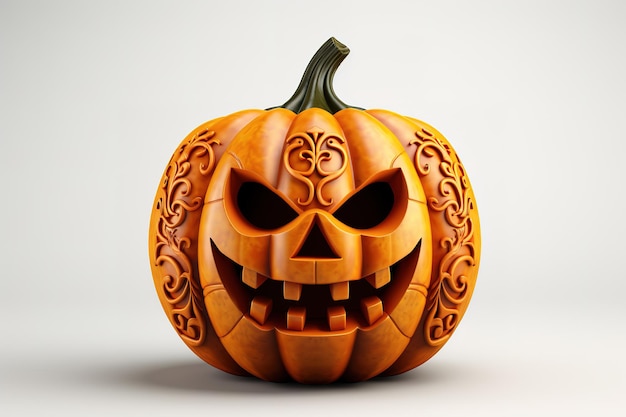 live scary Halloween pumpkin render on black background