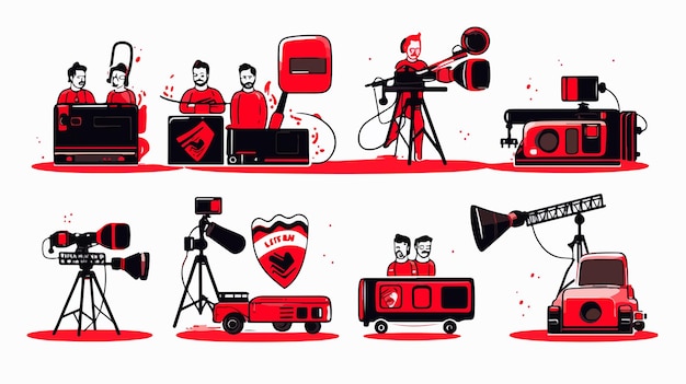 Vector live stream and broadcasting vector set for professional use