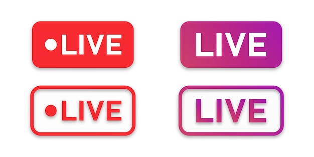 Live stream button collection vector streaming sign symbol