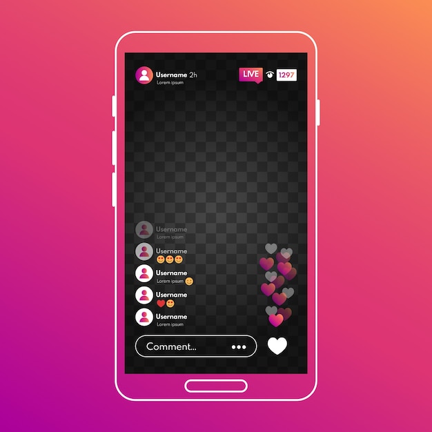 Vector live stream instagram interface concept