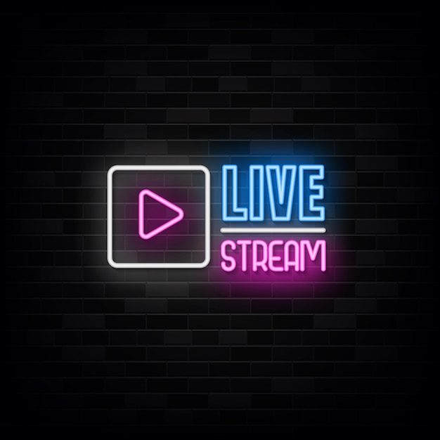 Vector live stream neon signs style text vector