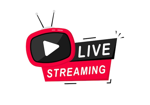 Vector live stream sign live broadcast button for blog player broadcast website