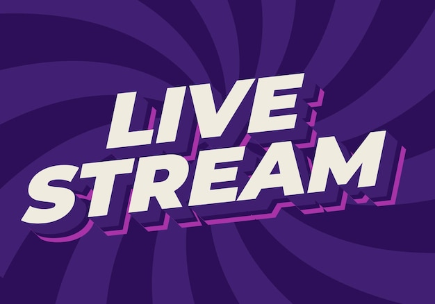 Vector live stream text effect in 3d style with modern colors