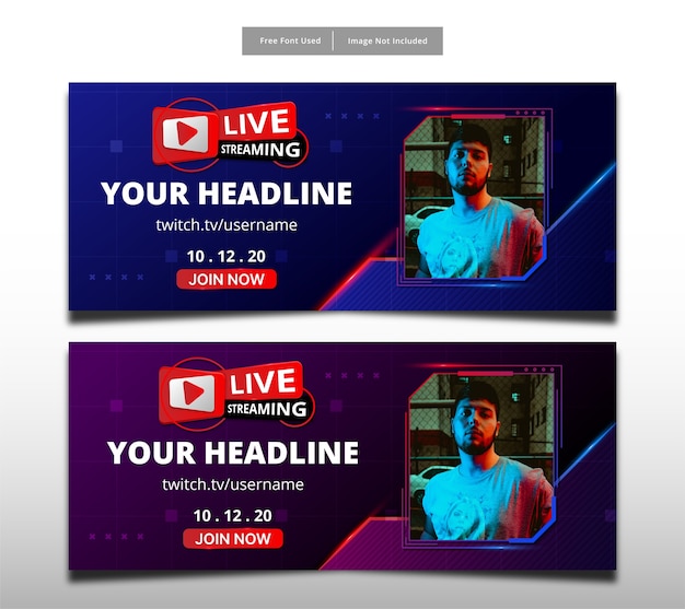 Vector live streaming banner template design.