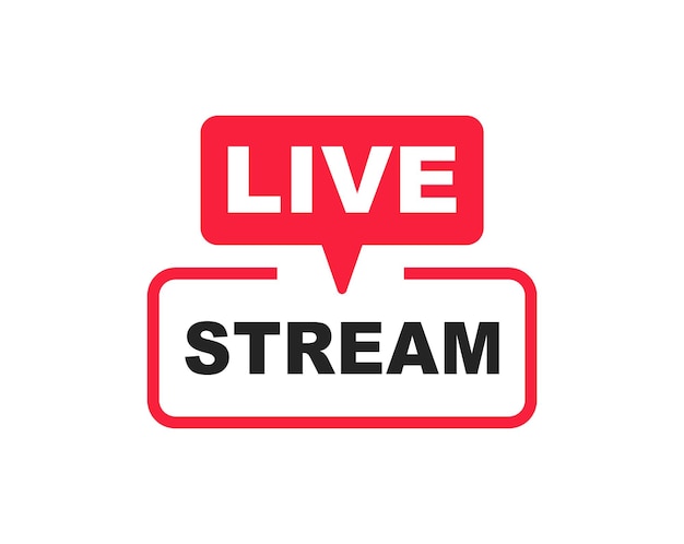 Live streaming button. Live stream icon. Live broadcasting button and symbol.