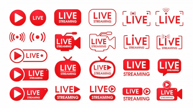 Live streaming icon set