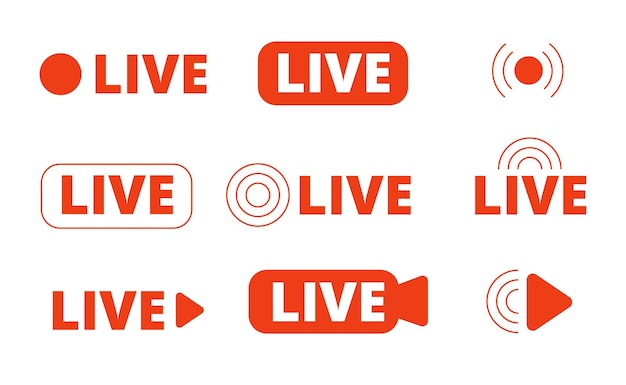 Live streaming icons Livestream icon stream broadcast online isolated logo Internet video signs utter tv radio or news media vector symbols