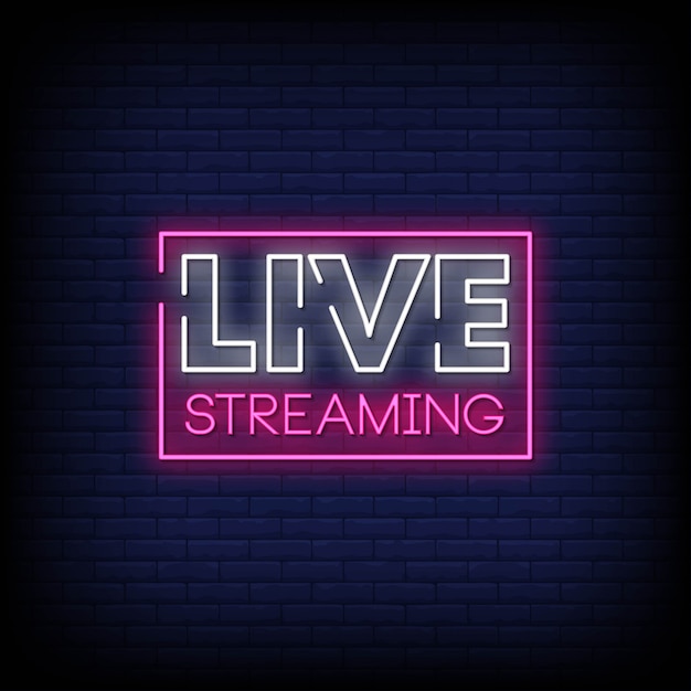 Vector live streaming neon sign style text vector