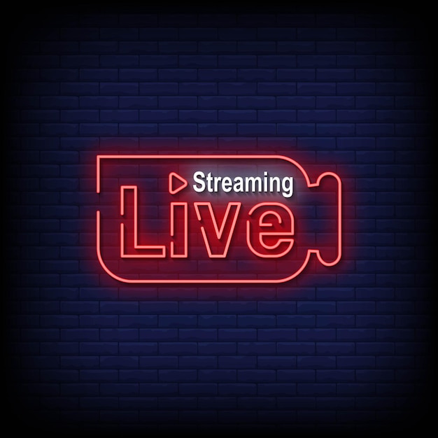 Vector live streaming neon signs style text vector