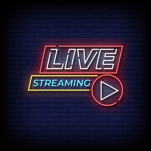 Live Streaming Neon Signs Style Text Vector