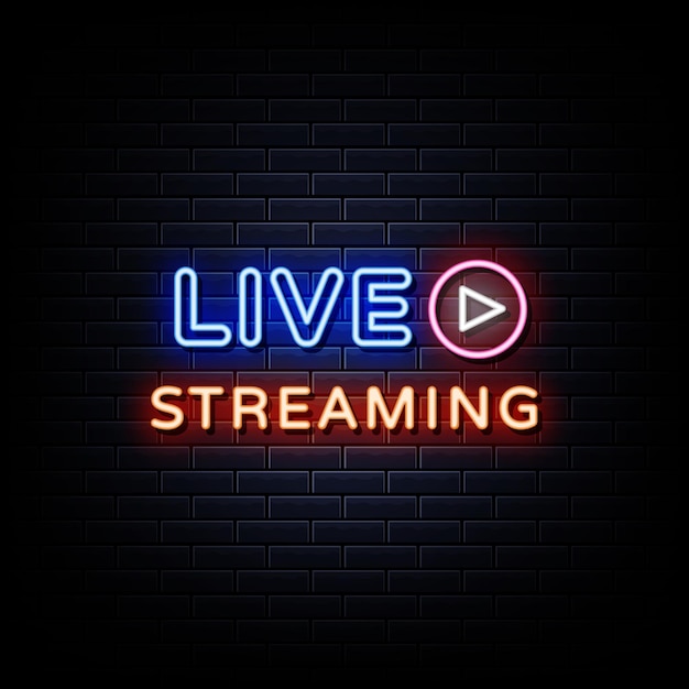 Vector live streaming neon signs style text vector