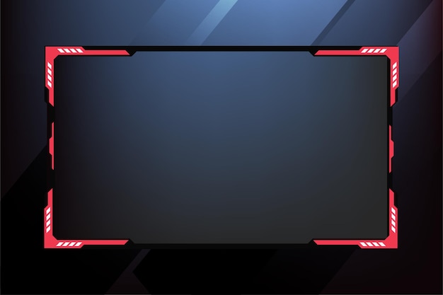 Live streaming overlay design with abstract shapes Futuristic gaming overlay and broadcast border vector on a dark background Modern gaming overlay and online screen panel design with red color