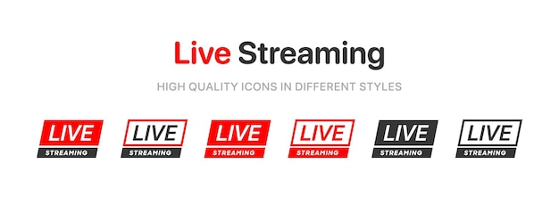 Live streaming symbol set. livestream icons. video broadcasting, tv, news, movie, show buttons.