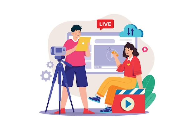 Live Streaming Video Feeds Illustration concept