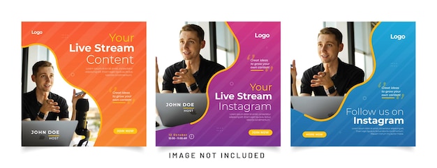 Live streaming youtube tiktok and instagram social media post template