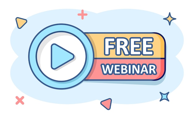 Live webinar icon in comic style Online training cartoon vector illustration on isolated background Conference stream splash effect sign business concept