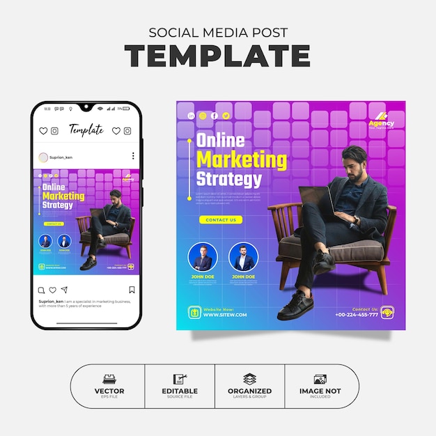 Live Webinar Marketing Strategy Social Media Instagram Post And Banner Template