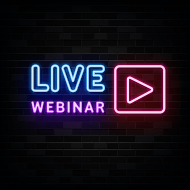 Live Webinar Neon Signs Vector Design Template Neon Style