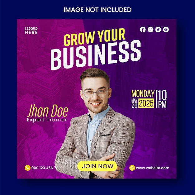 Live webinar social media banner and online business conference instagram post template design