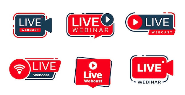 Live webinar webcast or video broadcast icons