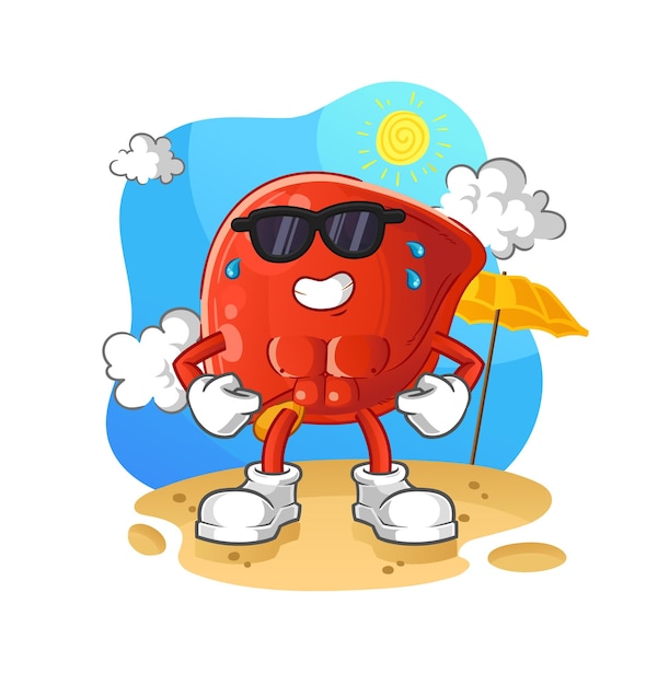 Liver sunbathing in summer character vector