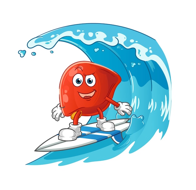 Liver surfing character cartoon mascot vector