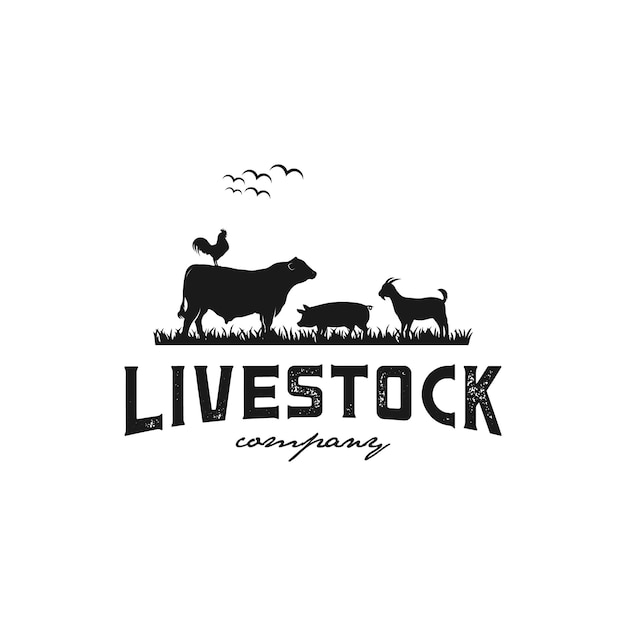 Livestock animals farm logo design template