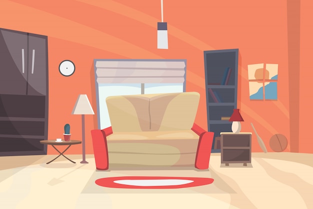 Living room cartoon illustration