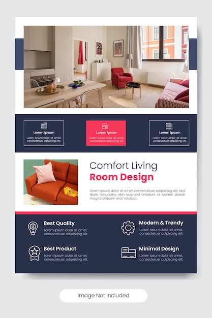 Living room design flyer template