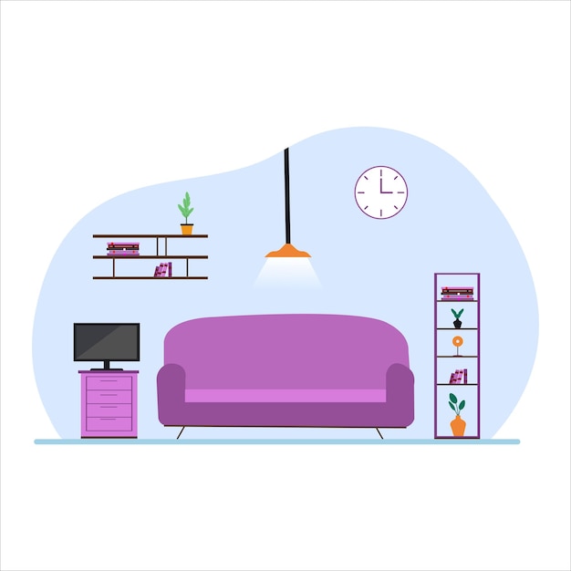 Living room furniture set on white backgroundvector illustration Graphic design