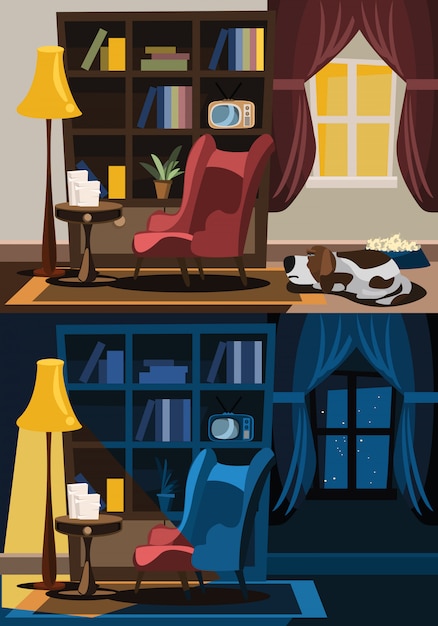 living room interior set vector illustration 