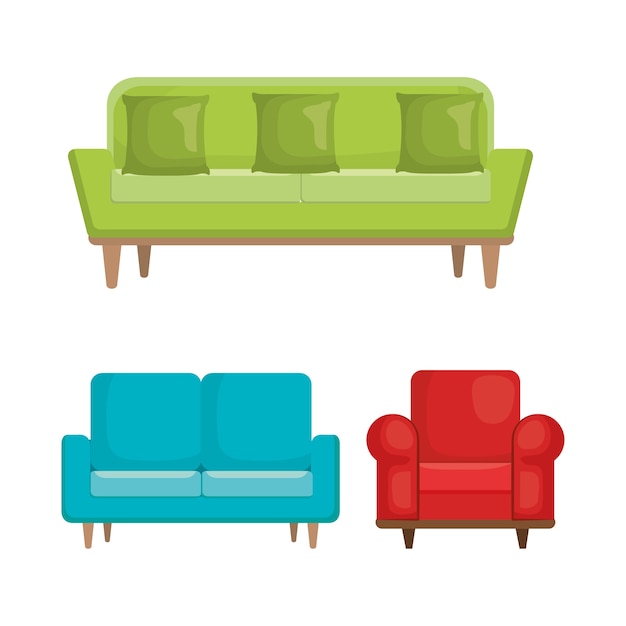 Living room set icons 