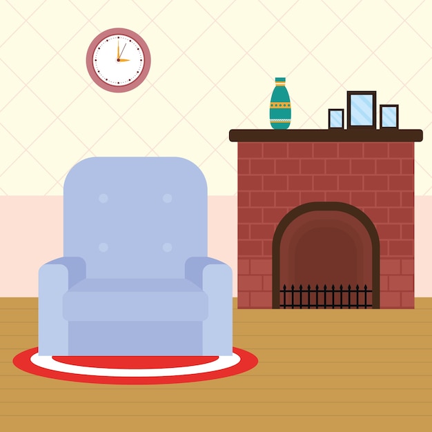 Living room with furniture illustration