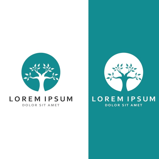 Living tree logo design using a vector illustration template concept