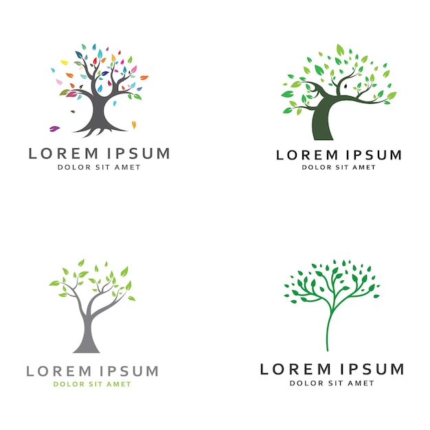 Living tree logo design using a vector illustration template concept