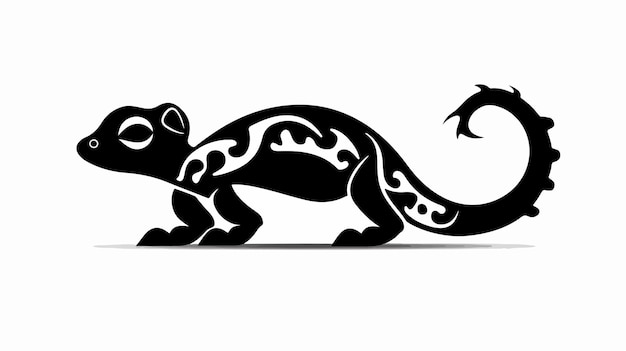 Vector lizard climbing black silhouette icon set isolate